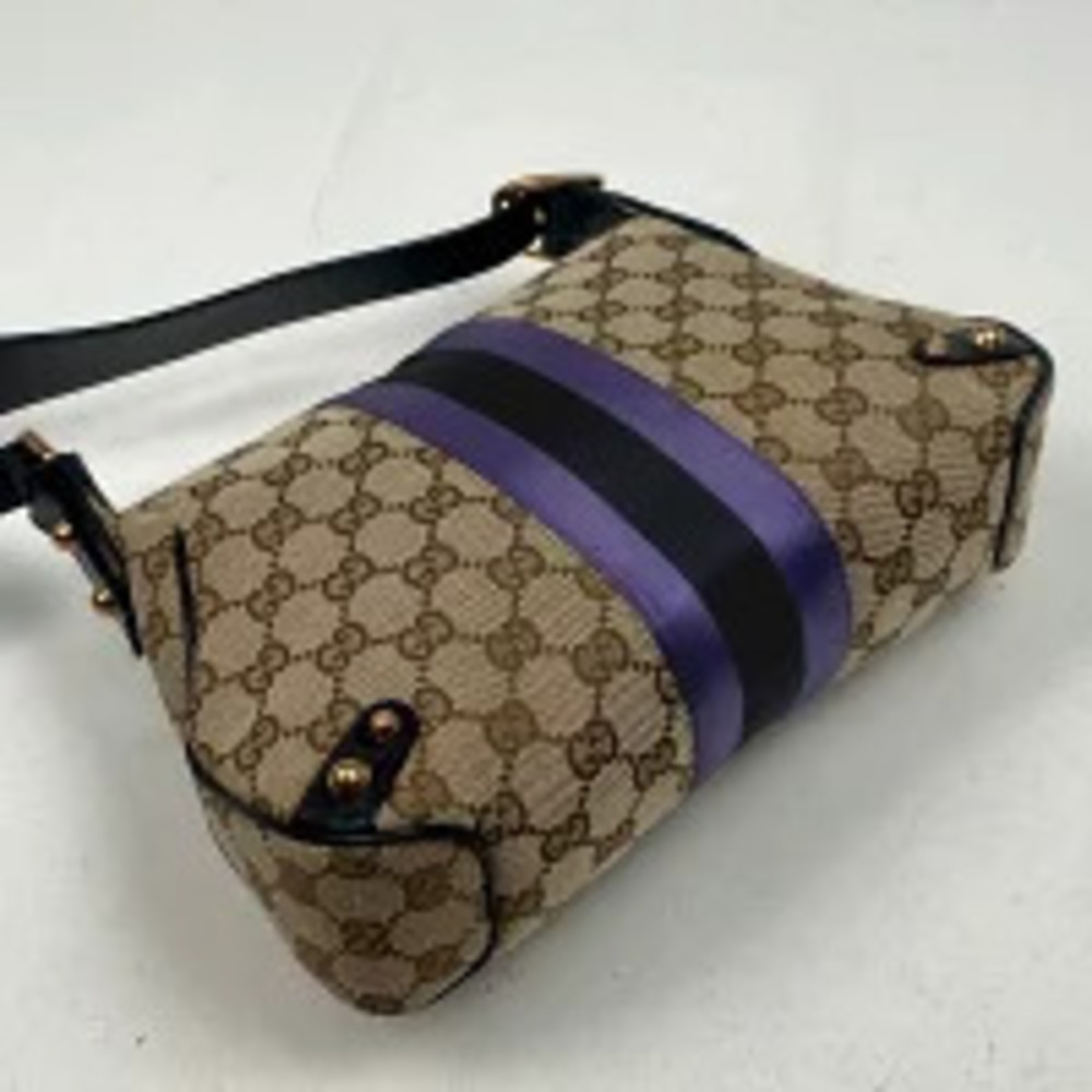 Gucci handbag black Web shoulder Sherry bag beige canvas GG Black Tan